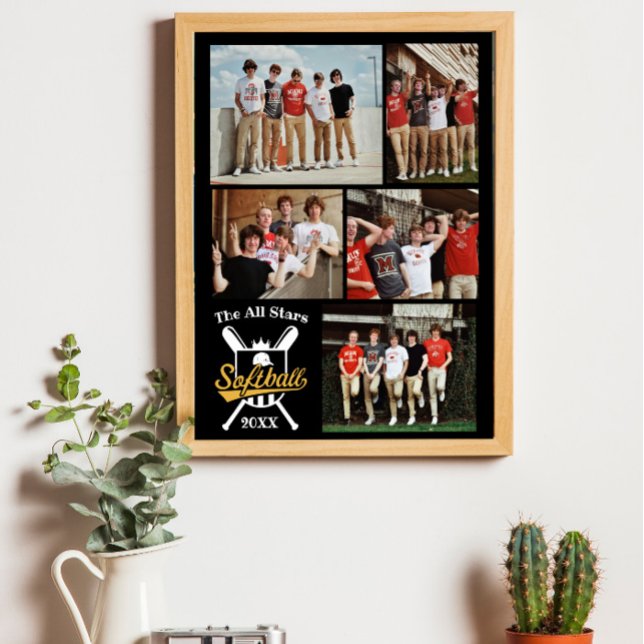 Personlig Softball Photo Collage Namn Team # Poster (Skapare uppladdad)