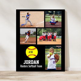 Personlig Softball Photo Collage Namn Team # Poster