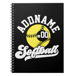 Personlig Softball Player ADD NAMN Retro Team Anteckningsbok