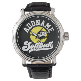 Personlig Softball Player ADD NAMN Retro Team Armbandsur