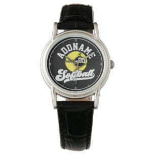 Personlig Softball Player ADD NAMN Retro Team Armbandsur