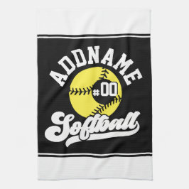 Personlig Softball Player ADD NAMN Retro Team Kökshandduk