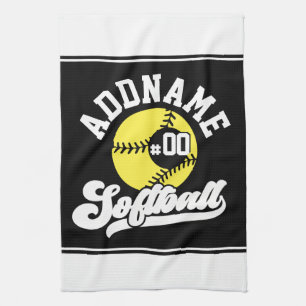 Personlig Softball Player ADD NAMN Retro Team Kökshandduk