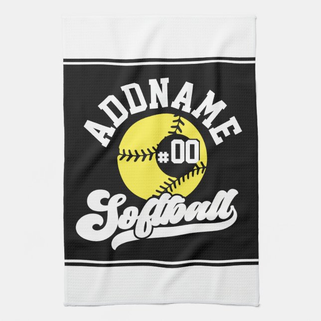 Personlig Softball Player ADD NAMN Retro Team Kökshandduk (Vertikal)