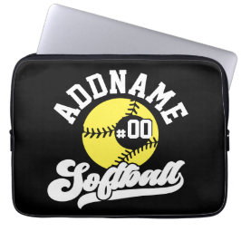 Personlig Softball Player ADD NAMN Retro Team Laptop Fodral