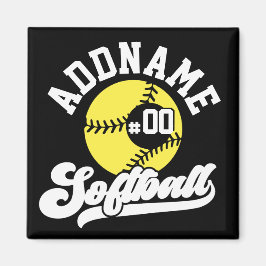 Personlig Softball Player ADD NAMN Retro Team Magnet