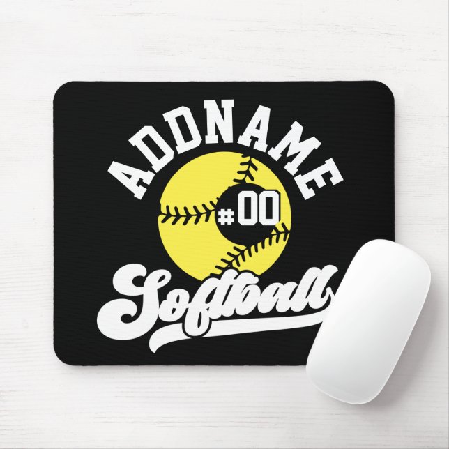 Personlig Softball Player ADD NAMN Retro Team Musmatta (Med mus)