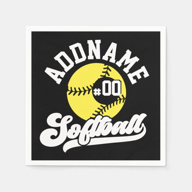 Personlig Softball Player ADD NAMN Retro Team Pappersservett (Framsidan)
