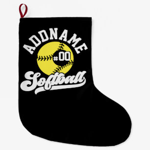 Personlig Softball Player ADD NAMN Retro Team Stor Julstrumpa