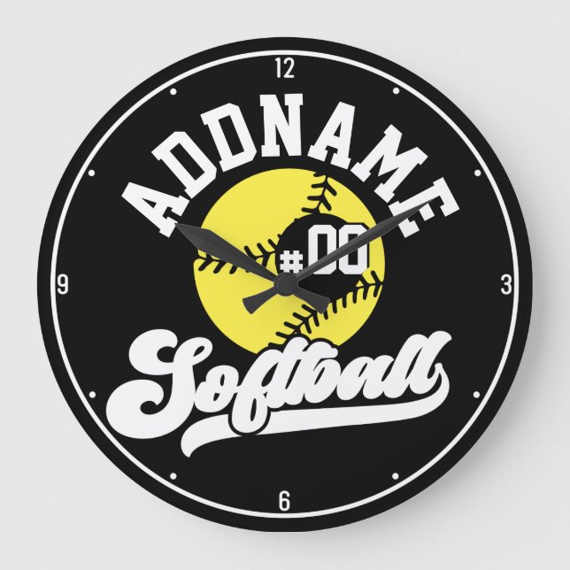 Personlig Softball Player ADD NAMN Retro Team Stor Klocka (Framsida)
