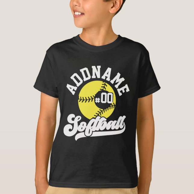 Personlig Softball Player ADD NAMN Retro Team T Shirt (Framsida)