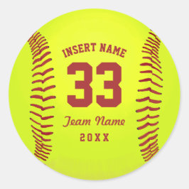 Personlig Softball Team Runt Klistermärke