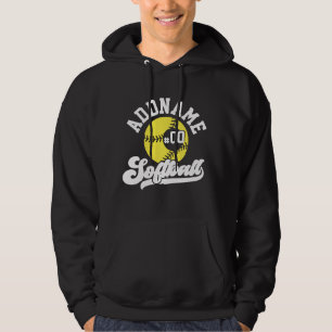 Personlig Softbollspelare LÄGG TILL NAMN Retro Lag Hoodie