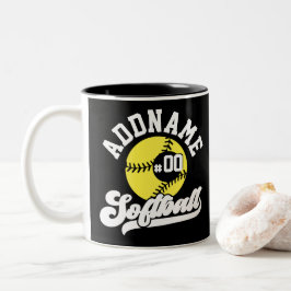 Personlig Softbollspelare LÄGG TILL NAMN Retro Lag Två-Tonad Mugg