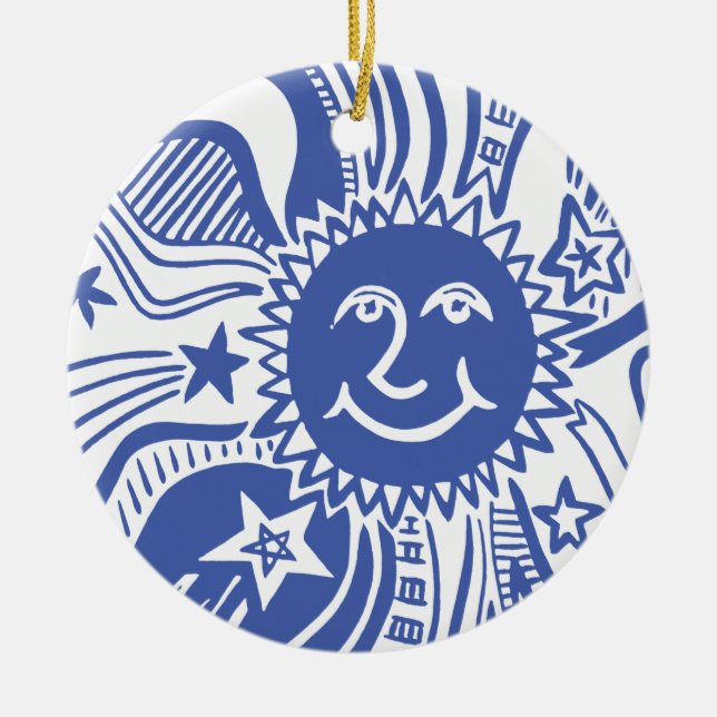 Personlig Sol Mönster Julgransprydnad Keramik (Framsidan)