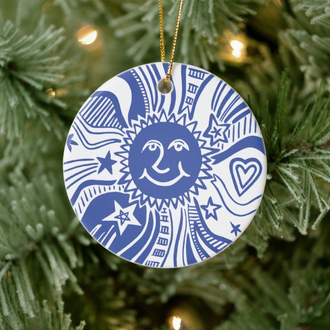 Personlig Sol Mönster Julgransprydnad Keramik (Träd)