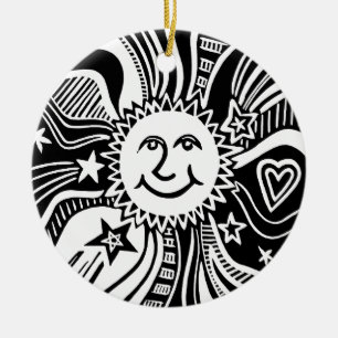 Personlig Sol Mönster Julgransprydnad Keramik