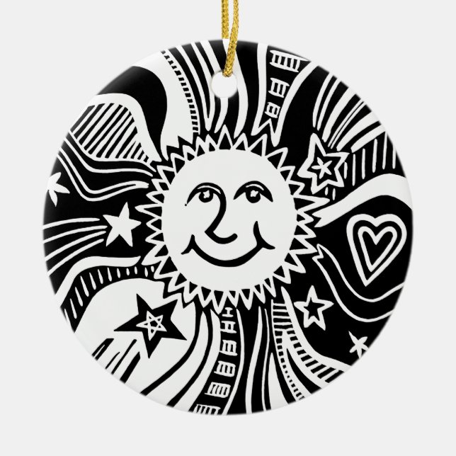 Personlig Sol Mönster Julgransprydnad Keramik (Framsidan)