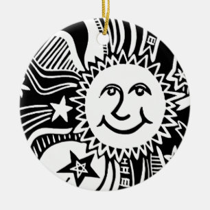 Personlig Sol Mönster Julgransprydnad Keramik