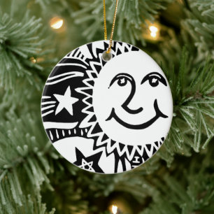 Personlig Sol Mönster Julgransprydnad Keramik