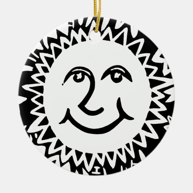 Personlig Sol Mönster Julgransprydnad Keramik (Framsidan)