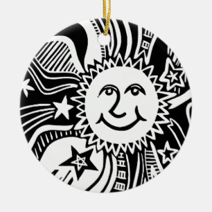 Personlig Sol Mönster Julgransprydnad Keramik