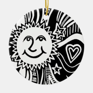 Personlig Sol Mönster Julgransprydnad Keramik