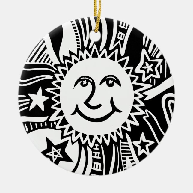 Personlig Sol Mönster Julgransprydnad Keramik (Framsidan)