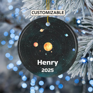 Personlig Solar System Ornament, Space, Planets Julgransprydnad Keramik