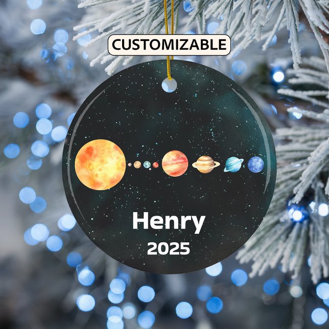 Personlig Solar System Ornament, Space, Planets Julgransprydnad Keramik (Skapare uppladdad)
