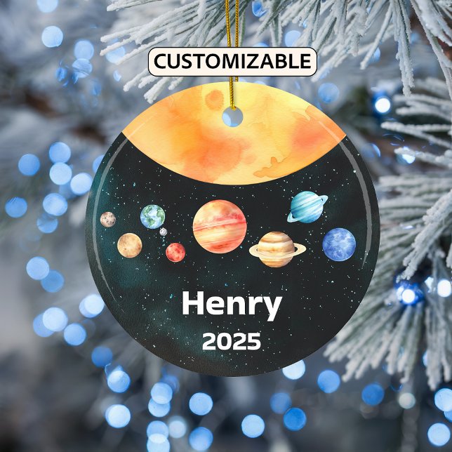 Personlig Solar System Ornament, Space, Planets Julgransprydnad Keramik (Skapare uppladdad)