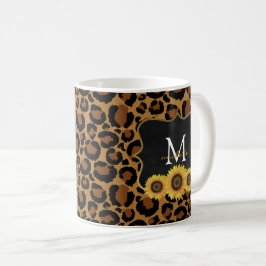 Personlig Solblommor och Leopard Coffee Mugg