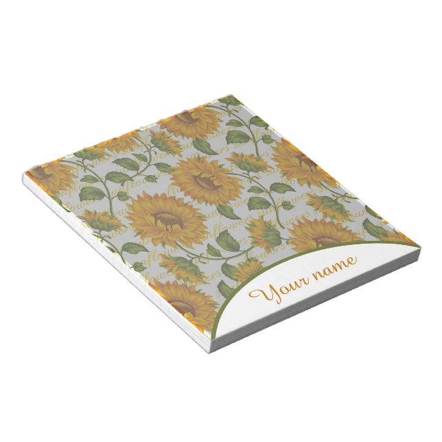Personlig Solblommor och text Anteckningsblock (Vinklad)