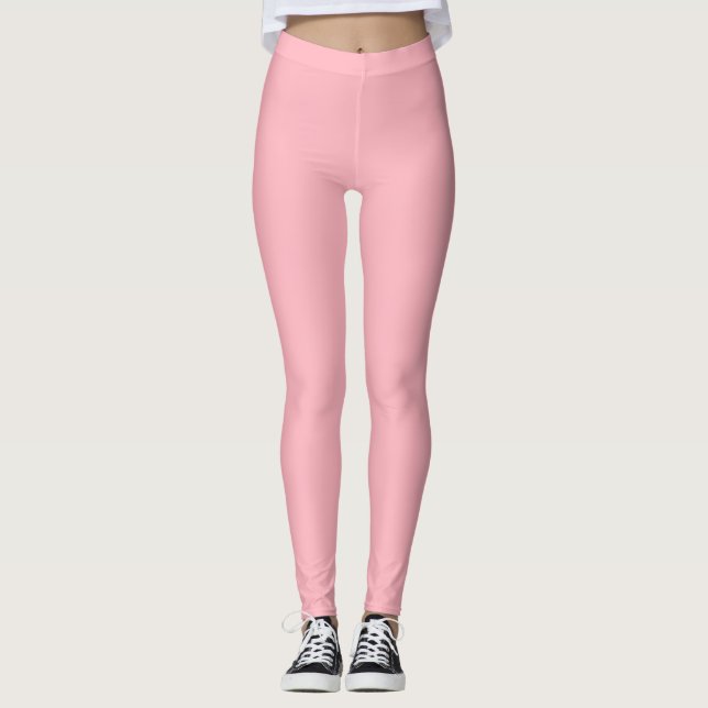 Personlig Solid Ljus rosa Färg Leggings (Framsida)
