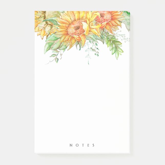 Personlig Solros Blommigt Boho Notes Post-it Block (Framsida)