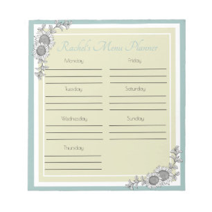 Personlig Solros Daily Menu Planner Anteckningsblock
