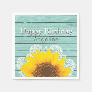 Personlig Solros, Snöre och trä Pappersservett