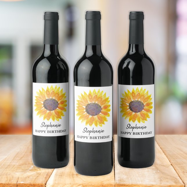 Personlig Solros Vin-etikett Vinflaska Etikett (Skapare uppladdad)