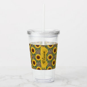 Personlig solrosakryl Tumbler Take Away Mugg