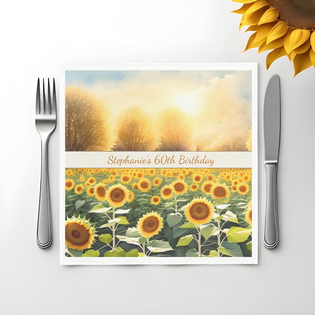 Personlig Solrosblöjor - Rustic Charm Pappersservett (🌻 Artistry in Every Detail: Personalized Sunflower Napkins! 🎨)