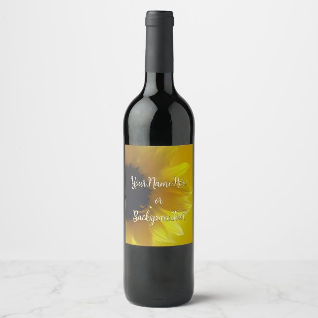 Personlig Solrosetiketter Flaska Vinflaska Etikett (Framsida)