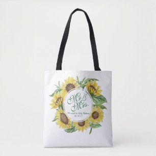 Personlig Solrosfrand Bröllop Tote Bag Tygkasse