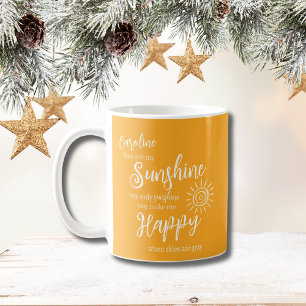 Personlig Solskine du gör mig Lycklig Gult Kaffemugg