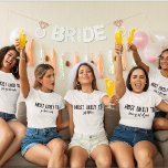 Personlig som är mest trolig för Bachelorette-part T Shirt<br><div class="desc">Tittar du för ett roligt och unikt sätt att visa upp kärlek för din blivande brud? Kolla in vår personlig, troligast att vi kan stöta bort festskjortor! De här skjortorna är perfekter för alla flickor som planerar sin stora dag. De är inte bara superskoj, utan de är också tillverkade av...</div>