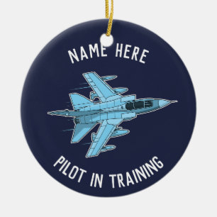 Personlig som är pilot- i utbildningsjetprydnad julgransprydnad keramik