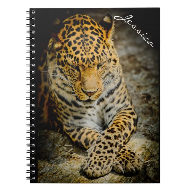 Personlig som återställer leopard-anteckningsbok anteckningsbok med spiral (Framsidan)