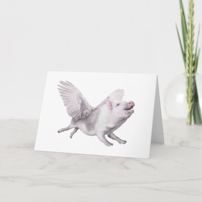 Personlig som flyger Gris-födelsedagen eller valfr Kort (Framsida)