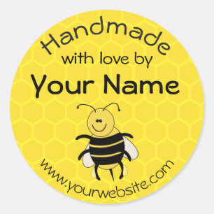 Personlig som handhas av Round Sticker Honeybee Runt Klistermärke