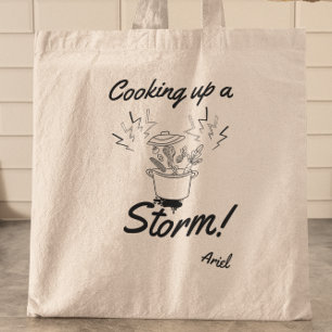 Personlig som kokar upp en Storm Funny Foodie Chef Tygkasse