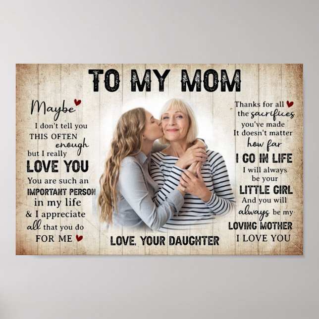 Personlig som lämnas till Mamma från dotterfoto Poster (Framsidan)